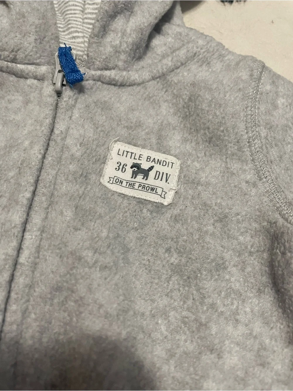 2/$12 Grey “Little Bandit” Fleece Jumpsuit
